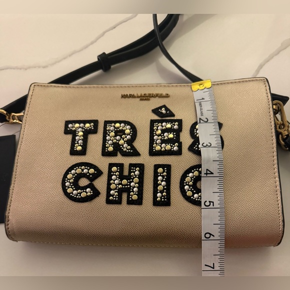 Karl Lagerfeld Paris Crystal Embellished Convertible Crossbody Bag Clutch Purse - Picture 8 of 9